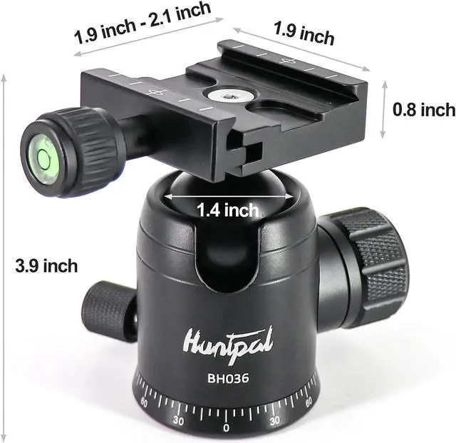 Alt view image 4 of 5 - HUNTPAL 36mm Tripod Ball Head Mount for Rifle Shooting Sticks Stands Gun Rest with 1/4" Screw 3/8" Thread Mount, All Metal Ball 360deg Panorama Rotation Platform with Arca Swiss Quick Release Plate