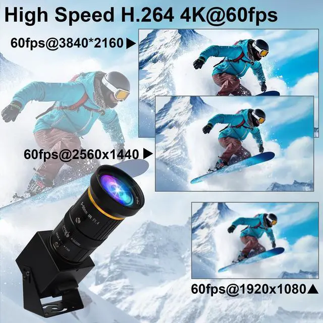 Alt view image 5 of 5 - IEights 4K USB3.0 HDMI Camera 60fps Manual Zoom Webcam for Computer Mini Lightburn for Laser Engraver H.264 Telescope USB Security Industrial PC Camera for Raspberry Pi Jetson Nano