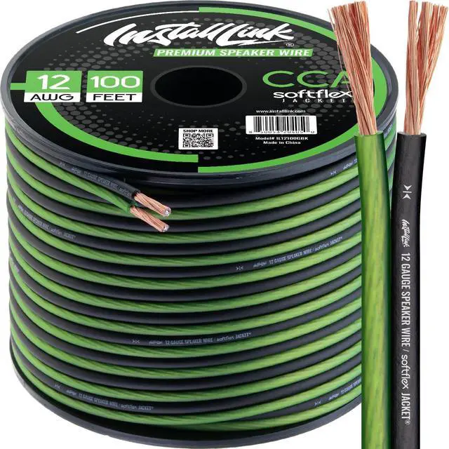Main image of Install Link 12 AWG Gauge Speaker Wire Cable (100 Feet) Stereo, Car or Home Theater, CCA
