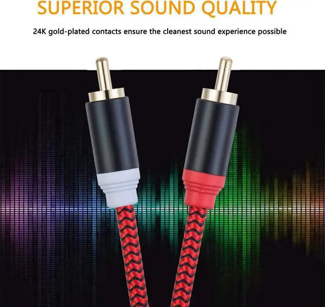 Alt view image 5 of 5 - RCA Cable 50Ft,2Rca Male to 2-Rca Male Audio Stereo Subwoofer Cable [Hi-Fi Sound] Nylon-Braided Auxiliary Audio Cord for Home Theater, HDTV, Amplifiers, Hi-Fi Systems,Speakers and etc(50Ft/15M)