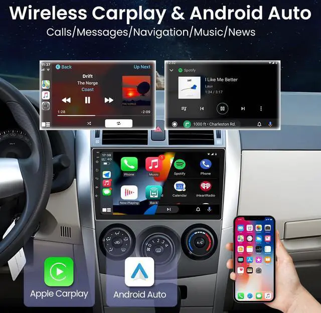 Alt view image 4 of 5 - Car Radio for Toyota Corolla 2006-2012: 9" Android 13 Upgrade Stereo 1280 * 800 Touch Screen with Wireless Carplay Android Auto, 1080P Backup Camera, 5GWiFi, 5.0 Bluetooth, DSP GPS SWC (4G+32G)