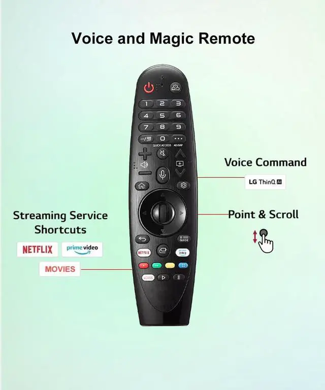 Alt view image 4 of 5 - JISOWA Voice Magic Remote Control for LG 50NANO80UPA 55UN7300AUD 70UN7370PUC 82UN8570PUC OLED65BXPUA 43UM7300PUA 49SM8600PUA 55UM7300AUE 65UM7100PUA 82UM7570PUB OLED77C8PUA Smart TV Replacement