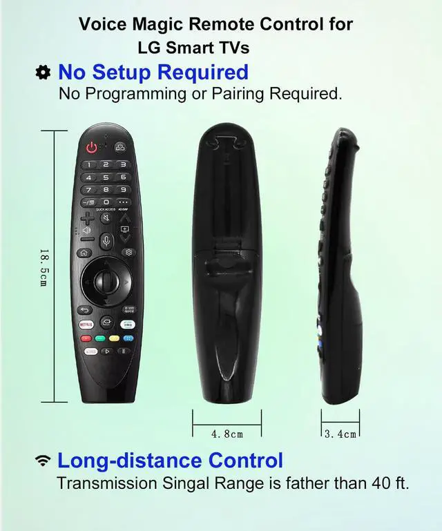 Alt view image 2 of 5 - JISOWA Voice Magic Remote Control for LG 50NANO80UPA 55UN7300AUD 70UN7370PUC 82UN8570PUC OLED65BXPUA 43UM7300PUA 49SM8600PUA 55UM7300AUE 65UM7100PUA 82UM7570PUB OLED77C8PUA Smart TV Replacement