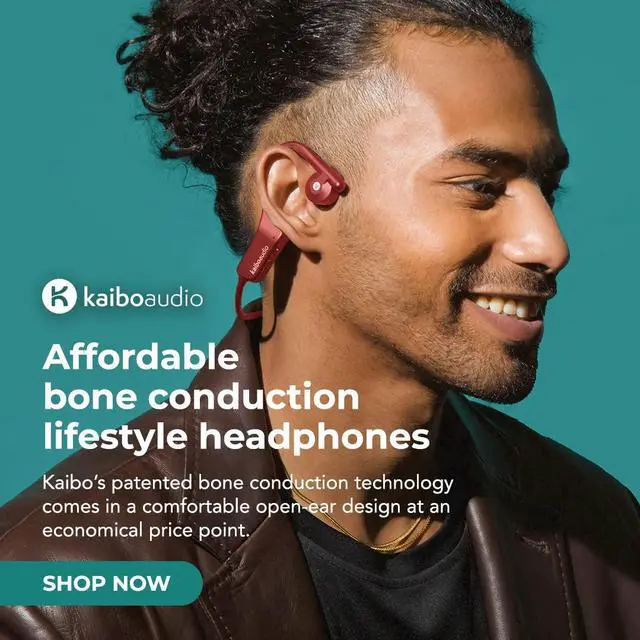 Alt view image 3 of 5 - K KAIBOAUDIO Kaibo Verse - Bone Conduction Headphones - Multipoint Pairing - Open Ear Bluetooth Earphones - Water-Resistant - USB-C Quick Charging - Smart Touch Control (Sunset Red)