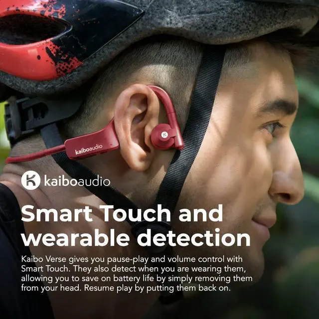 Alt view image 5 of 5 - K KAIBOAUDIO Kaibo Verse - Bone Conduction Headphones - Multipoint Pairing - Open Ear Bluetooth Earphones - Water-Resistant - USB-C Quick Charging - Smart Touch Control (Sunset Red)