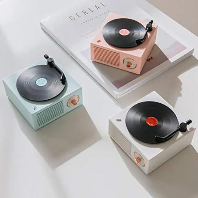 Alt view image 5 of 5 - KintiSun Old Fashioned Classic Style Bluetooth Speaker Green Vinly Record Player Style Cute Look Creative Gift for Girls Bass Enhancement Loud Volume Speaker