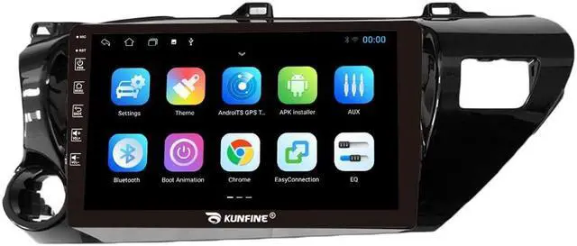 Alt view image 2 of 5 - Kunfine Car Android Navigation Stereo GPS Radio Reverse Camera Display 10" IPS Touchscreen Headunit Tablet Pad Media Player for Toyota Hilux 2015-2020 LHD, if Applicable Quad Core 1G+16G