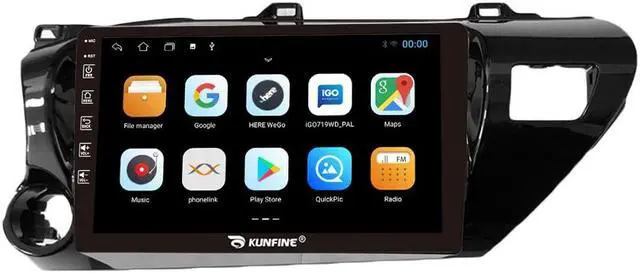 Alt view image 3 of 5 - Kunfine Car Android Navigation Stereo GPS Radio Reverse Camera Display 10" IPS Touchscreen Headunit Tablet Pad Media Player for Toyota Hilux 2015-2020 LHD, if Applicable Quad Core 1G+16G