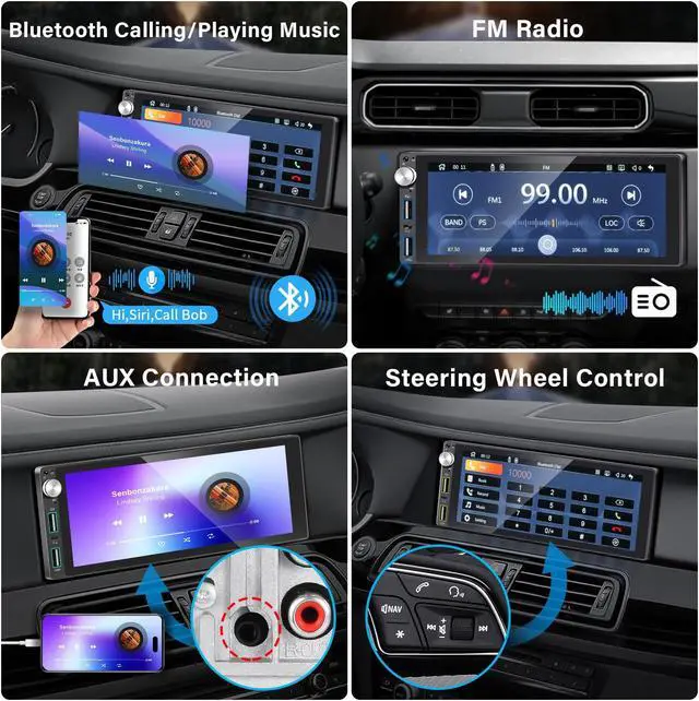 Alt view image 5 of 5 - Single Din Car Stereo with Apple Carplay/Android Auto,6.9 Inch IPS Touch Screen Car Stereo wirh Backup Camera, Car Raido Support Mirror Link/Bluetooth Handsfree/FM/USB/EQ/SWC/Fast Charging