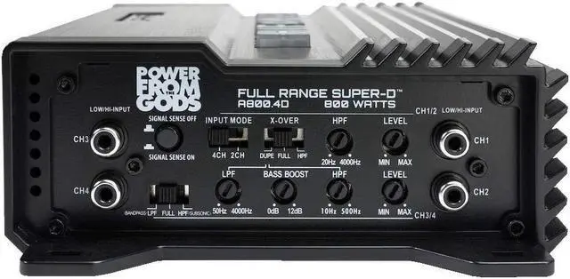 Alt view image 3 of 5 - Hifonics A800.4D Alpha Series Compact 800 Watt Four Channel Car Amplifier Full Range Super D-Class Amp