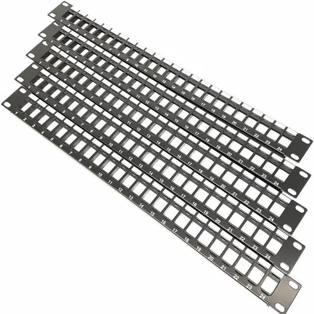 Main image of Metamas Lab - 5 Pack Rackmount or Wall Mount 24 Port UTP Keystone Patch Panel (Unshielded Blank Patch Panel for Keystone Jacks UTP Keystone Panel) - Black