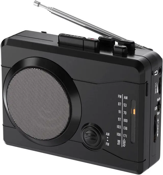 Main image of Cassette Player Recorder, Portable Retro Tape Player Audio Recording, AM/FM Radio, Tape to MP3 Converter, Built-in External Speaker,Suitable for Leisure Sports,Entertainment,Everyday Recording(Black)