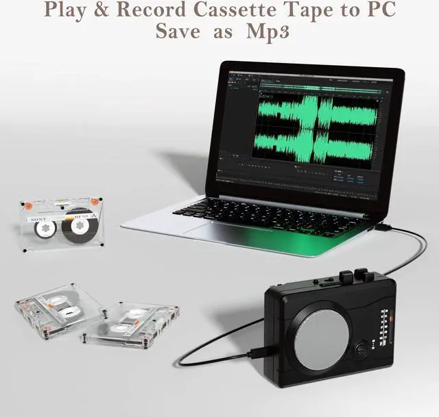 Alt view image 2 of 5 - Cassette Player Recorder, Portable Retro Tape Player Audio Recording, AM/FM Radio, Tape to MP3 Converter, Built-in External Speaker,Suitable for Leisure Sports,Entertainment,Everyday Recording(Black)
