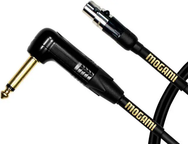 Main image of Mogami GOLD BPSH TS-30R Belt Pack Instrument Cable for Wireless Instrument Systems, 1/4" TS Male Plug to Mini XLR-Female 4-Pin, Right Angle to Straight Connectors, 30 Inch