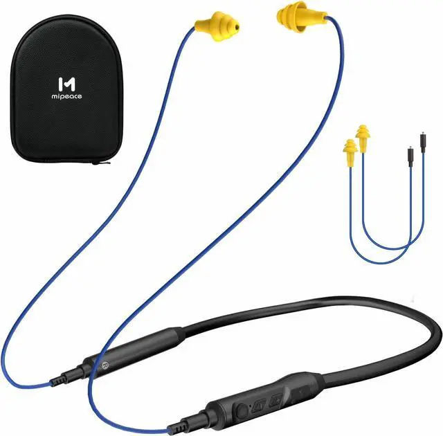 Main image of MIPEACE Bluetooth Earplug Headphones, Neckband Ear Protection Work earbuds-29db Noise Reduction Safety Headphones with Replacement Buds,19+Hour Battery for Lawn Mowing DIY(Blue)