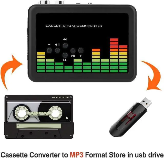 Alt view image 3 of 5 - Cassette to MP3 Converter, Portable Cassette Recorder Player, Audio Music Cassette Tape to Digital Converter Player with Earphone and 32GB USB Flash Drive
