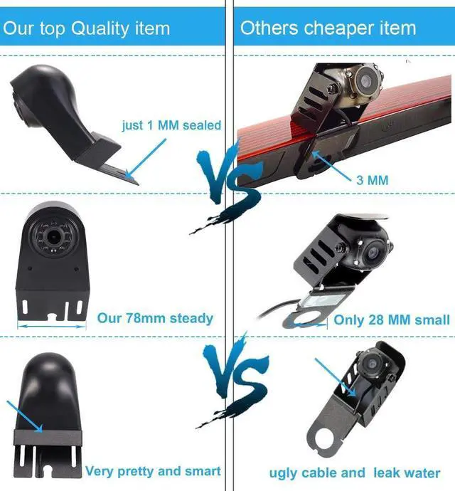 Alt view image 5 of 5 - HD 1280x720 Pixels 1000TV Lines 3rd Brake Light Reverse Camera Brake lamp Parking Camera for Mercedes Benz Viano Vito W639 Van 3 VW Crafter ab 2017 Transporter Van+4.3" car Reverse Screen