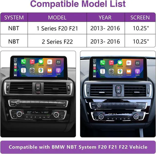 Alt view image 2 of 5 - NINETOM 10.25 inch Touchscreen Wireless Apple CarPlay Android Auto Multimedia Car Radio Receiver for BMW 1/2 Series NBT System, F20/F21/F23 (2013-2016)