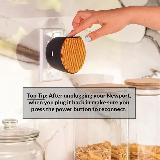 Alt view image 4 of 5 - OC Acoustic Newport Plug-in Outlet Speaker with Bluetooth 5.1 and Built-in USB Type-A Charging Port (Orange/Black)