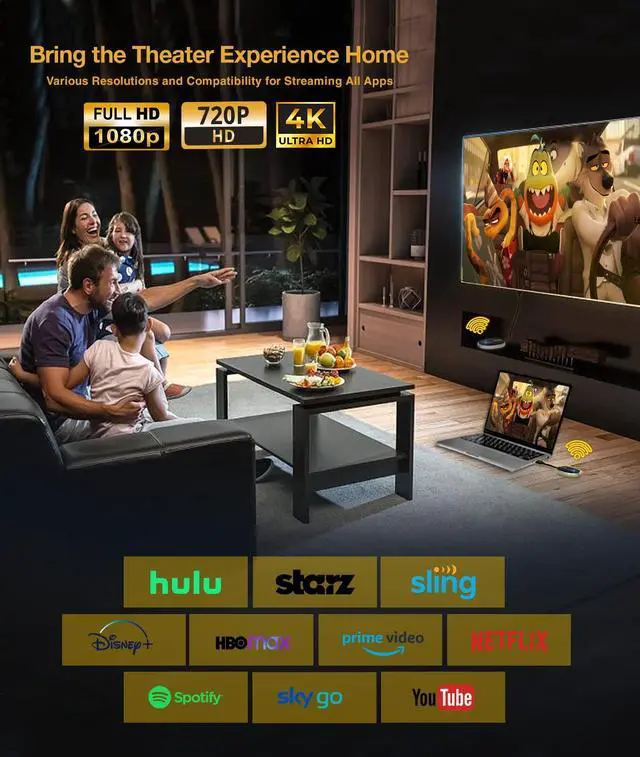 Alt view image 5 of 5 - Wireless HDMI Transmitter and Receiver 4K, Pacheco Tech Streaming Media Video/Audio/File HDMI Wireless Extender, for Laptop, Camera, Cable Box, Netflix, PS5, Phone to Monitor, Projector, HDTV 165FT
