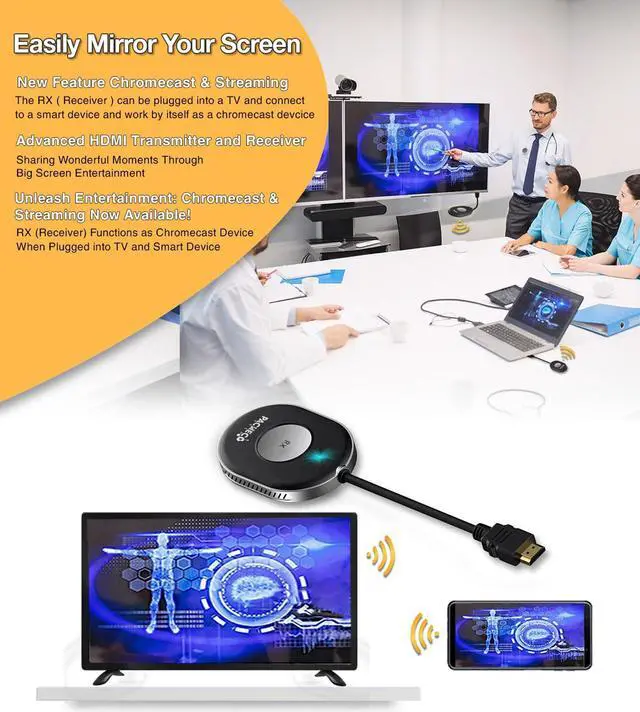 Alt view image 2 of 5 - Wireless HDMI Transmitter and Receiver 4K, Pacheco Tech Streaming Media Video/Audio/File HDMI Wireless Extender, for Laptop, Camera, Cable Box, Netflix, PS5, Phone to Monitor, Projector, HDTV 165FT
