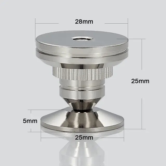 Alt view image 3 of 5 - Pailvens Speaker Spikes Floor Protectors 4pcs, Adjustable Shockproof Speaker Isolation Stand Feet for HiFi Amplifier, Subwoofer, DAC Recorder, Turntable, Cone Base Pad with Adhesive, Silver