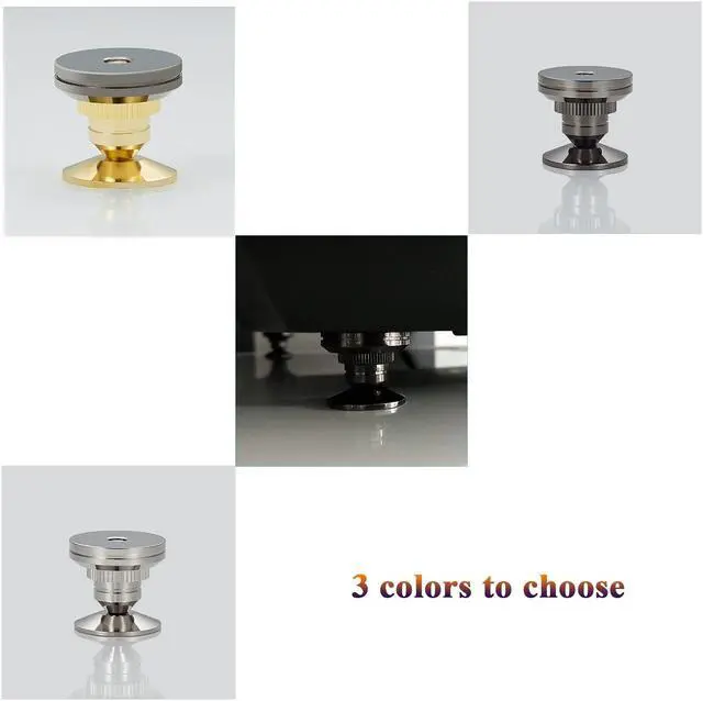 Alt view image 5 of 5 - Pailvens Speaker Spikes Floor Protectors 4pcs, Adjustable Shockproof Speaker Isolation Stand Feet for HiFi Amplifier, Subwoofer, DAC Recorder, Turntable, Cone Base Pad with Adhesive, Silver