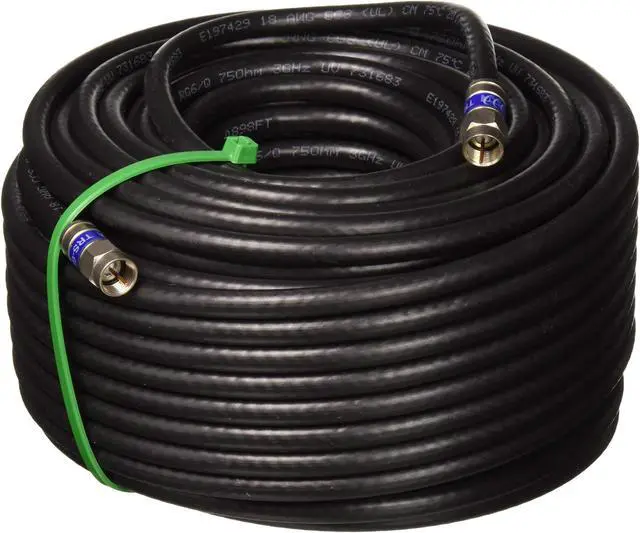 Main image of 100ft Weather Seal Quad Shield Outdoor 3GHZ RG-6 Coaxial Cable 75 Ohm (Satellite TV or Broadband Internet) Anti Corrosion Brass Connector RG6 Fittings Assembled in USA by PHAT Satellite INTL