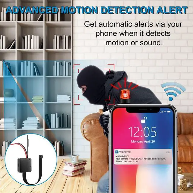 Alt view image 4 of 5 - Hidden Camera Spy Camera WiFi Wireless Hidden Video Camera 1080P Mini Spy Hidden Camera Portable Nanny Camera Video Recordor for Home Security Surveillance with Motion Detection (Up to 128GB SD Card
