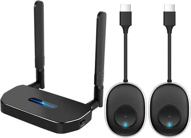 Main image of Wireless Hdmi Transmitter and Receiver 4k Kit.One Receiver and Two Transmitter Packages,sender Switch at Will,Matching Distance 50M VGA Dual Screen Casting Video Audio from PC/Laptop/TikTok to Monitor