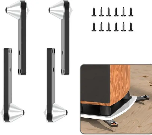 Main image of Preffair 4Pcs Audiophile Speaker Base Stand Isolation Feet Speaker Shockproof Bracket Spikes Floor Protectors Aluminum Alloy Vibration Isolators for Speaker, Amplifier, Preamplifier,Subwoofer (Black)
