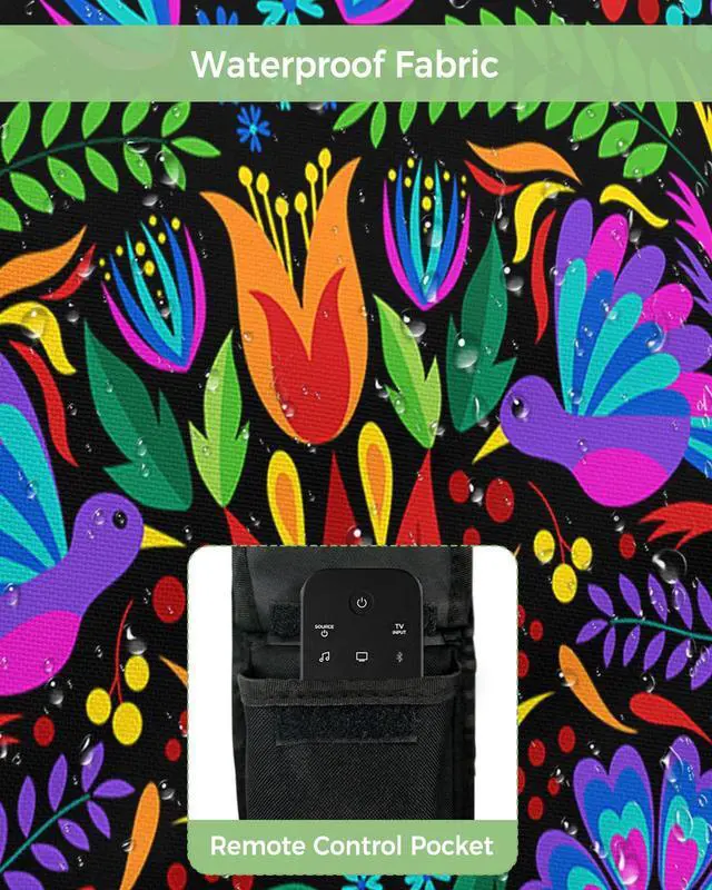 Alt view image 3 of 5 - Outdoor TV Cover Waterproof and Weatherproof, Colorful Mexico Style Abstract Flower Floral Leaves Bird Outside TV Cover for 70 to 75 inch LCD LED, Shield TV Display Screen Protector