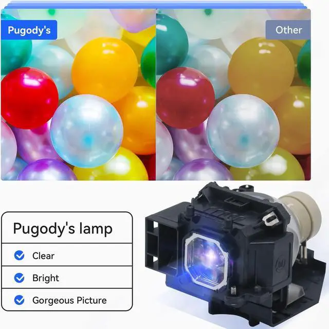 Alt view image 3 of 5 - Pugody A+ Quality NP43LP for NEC ME331W ME331X ME401W ME301W ME361W ME401X ME301X ME361X Replacement Projector Lamp Bulb with Housing