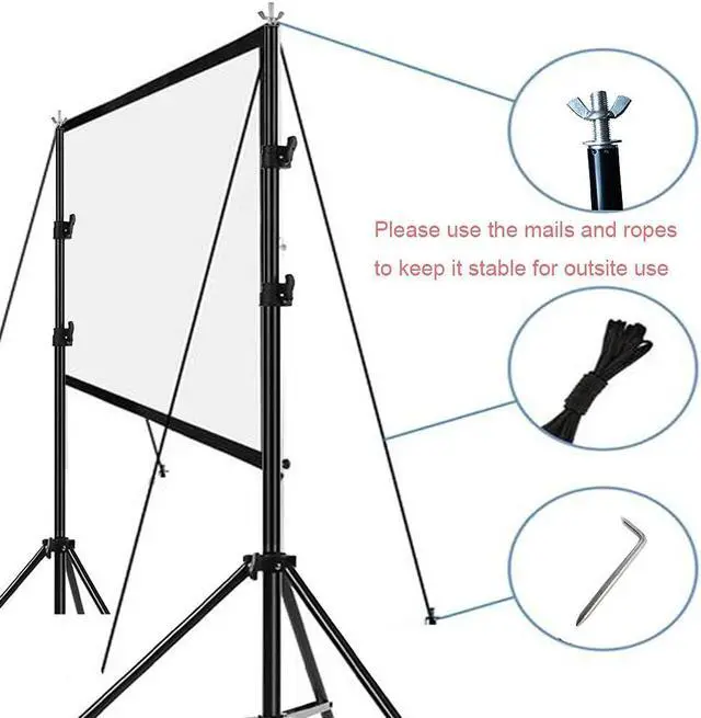 Alt view image 2 of 5 - Projector Screen Stand for Indoor and Outdoor Projector Movies Screen Foldable Portable for Front and Rear Projection.