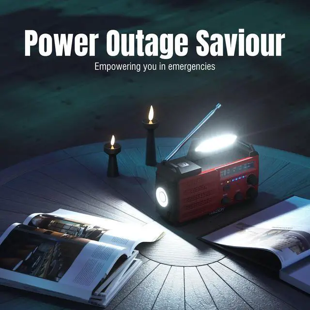 Alt view image 5 of 5 - [10000mAh Battery] Raddy SW10 Emergency Radio, Hand Crank Solar, AM FM NOAA Radio with Rechargeable Battery Flashlight SOS Alarm Compass, Power Bank for Power Outage Camping Hurricane Outdoor