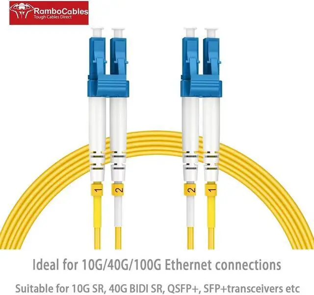 Alt view image 2 of 5 - 600ft(183m) OS2 LC to LC Single Mode Fiber Patch Cables, Options 7inch~800ft, OS2 Fiber LC to LC Optic Cable 10G SMF LSZH Duplex 9/125mm OD 2.0mm RamboCables