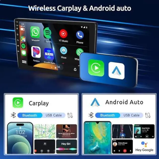 Alt view image 3 of 5 - 8 Core 4G+64G 9'' Android 13 Car Stereo Double Din Wireless Carplay Android Auto, Rimoody Touchscreen 2 Din Car Radio GPS 4G-WiFi Bluetooth FM DSP-36 Mirror Link 59-UI Themes AHD Backup Camera