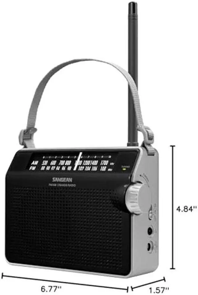 Alt view image 3 of 3 - Sangean PR-D6BK AM/FM Compact Analog Portable Radio,Black