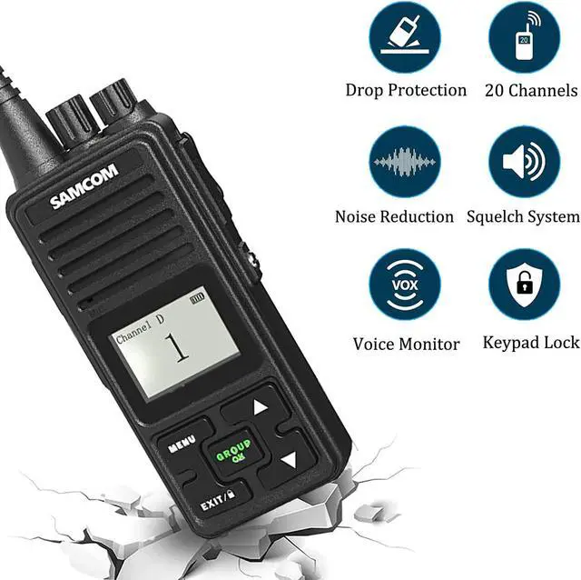Alt view image 4 of 5 - SAMCOM 3000mAh Two Way Radios Long Range Rechargeable High Power, Walkie Talkies for Adults Commercial Programmable Heavy Duty 2-Way Radios UHF Handheld Radios Walkie Talkies with Earpieces, 2 Packs