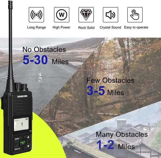 Alt view image 5 of 5 - SAMCOM 3000mAh Two Way Radios Long Range Rechargeable High Power, Walkie Talkies for Adults Commercial Programmable Heavy Duty 2-Way Radios UHF Handheld Radios Walkie Talkies with Earpieces, 2 Packs