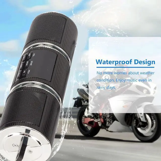 Alt view image 5 of 5 - Waterproof Bluetooth Motorcycle Stereo Speakers, Built in Installation Tool, Plug and Play, 10M Connections Distance, DC 12V Audio Sound System for 7/8 to 1.25 in Handlebars(Black)