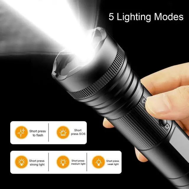 Alt view image 2 of 5 - LED Flashlight Recorder, Flashlight Helmet Camera with Handle Brackect, 1080P FHD Tactical Torch, 5 Lighting Modes, 120deg Wide Angle, 2200mAh Rechargeable Battery for Cycling,