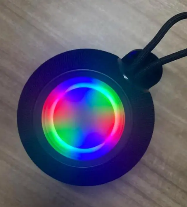 Alt view image 4 of 5 - The cute Bluetooth speaker waterproof wireless FM radio RGB flashlight fabric DJ support TF card with superb sound quality, in four (Black)