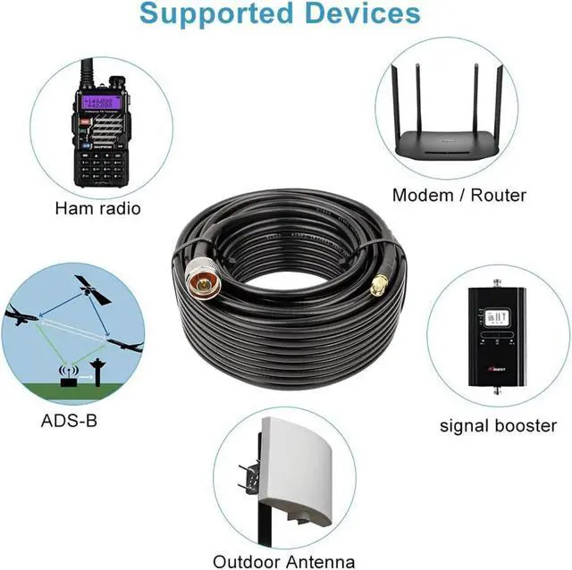Alt view image 5 of 5 - MOOKEERF SMA Male to N Male Cable 200ft KMR240 SMA to N Cable Low Loss Type N to SMA Cable 50 Ohm