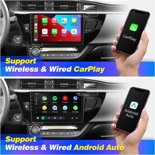 Alt view image 2 of 5 - SizxNanv for Corolla Android Radio Touch Screen Compatible with Carplay Android Auto,Car Stereo Bluetooth Navigation Media Player GPS FM/AM Backup CameraHead Unit for Toyota Corolla 2014 2015 2016