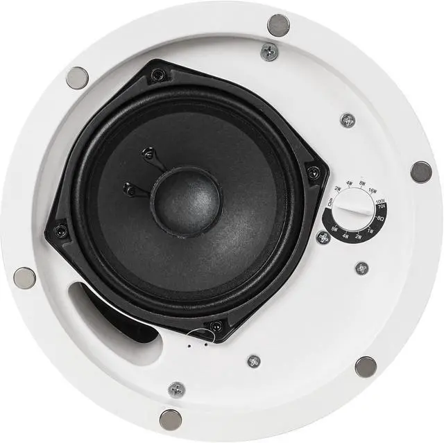 Alt view image 2 of 5 - Sound Town Pair of 4.5" Coaxial in-Ceiling Speakers with Low-Profile Design, Metal Backcan and Tile Rails, 70V/100V/8-Ohm Switchable, Magnetic Grill, White (STCS4CLP-PAIR)
