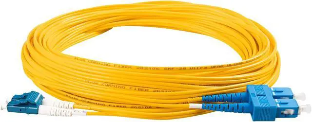 Alt view image 3 of 5 - SpeedyFiberTX 6-Pack 2 Meter LC/U to SC/U Fiber Patch Cable, Corning SMF-28 Singlemode 9/125um Ultra Optical Fiber, OS1/OS2 Compatible, Duplex Yellow Riser OFNR Cable Jacket