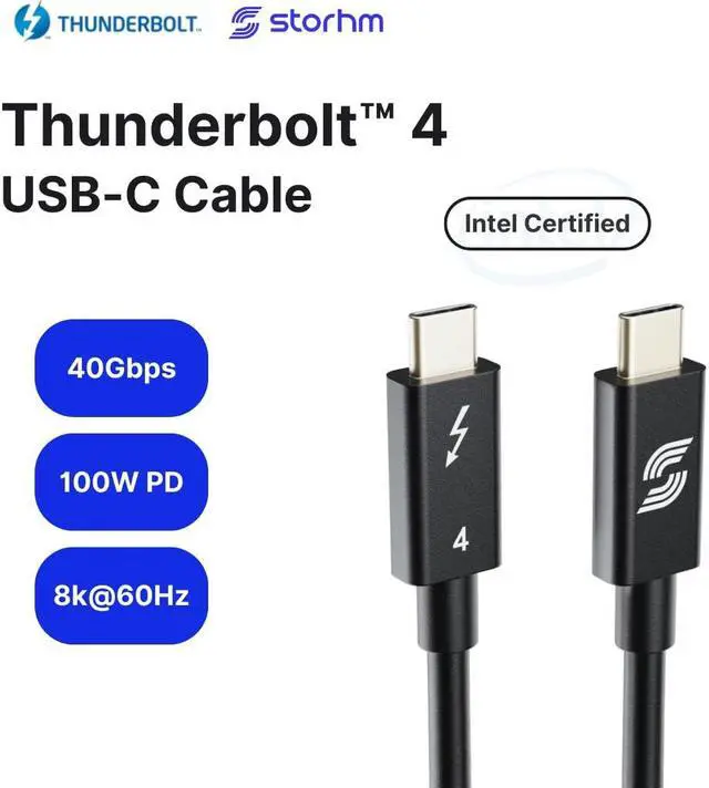 Alt view image 2 of 5 - Storhm Thunderbolt 4 Cable - Intel Certified, Ultra-Fast 40Gbps Data Transfer, 8K Video, 100W Charging - Unparalleled Performance and Compatibility (1FT)