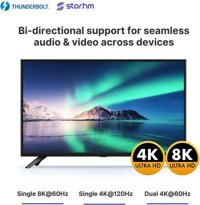 Alt view image 4 of 5 - Storhm Thunderbolt 4 Cable - Intel Certified, Ultra-Fast 40Gbps Data Transfer, 8K Video, 100W Charging - Unparalleled Performance and Compatibility (1FT)