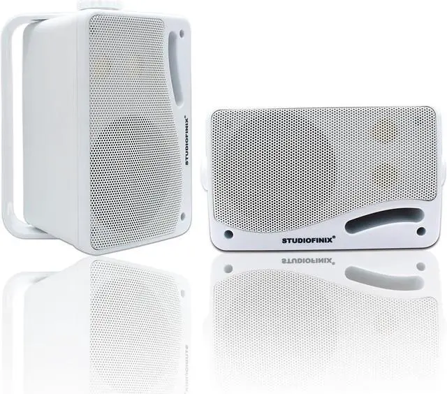 Main image of STUDIOFINIX Passive Outdoor Speakers Wired Waterproof -3.5 Inch 3 Way 200W Surface Marine & Wall Mount Speakers, Perfect for Home, Boat, Poolside, Patio, Indoor Outdoor Use(White